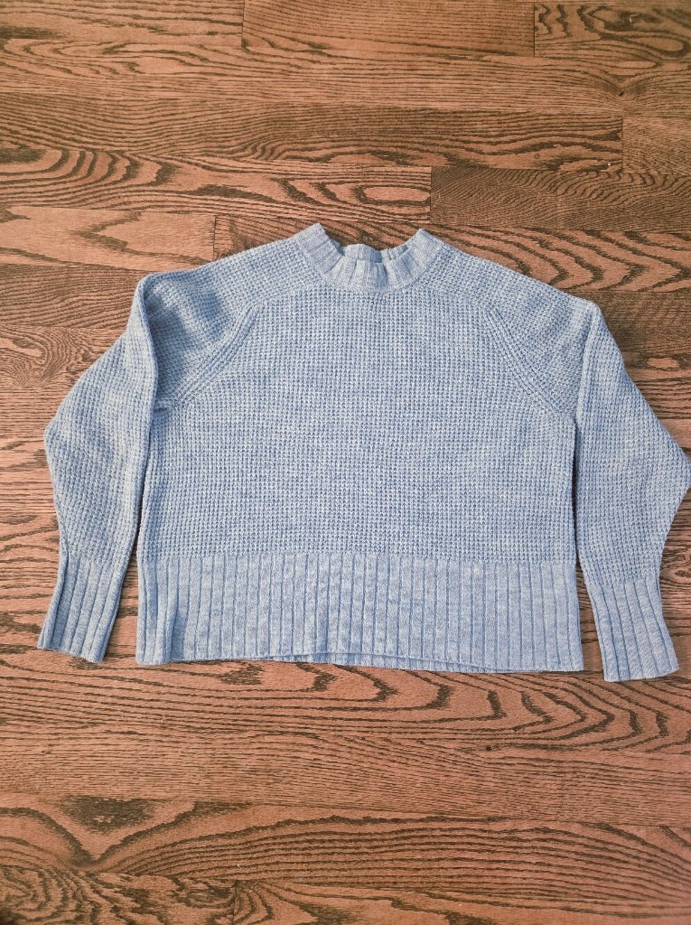 a new day- Women's Light Blue Waffle Knit Crewneck Sweater - Size M